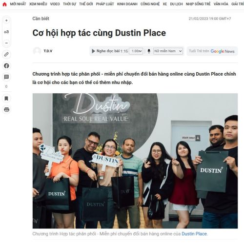 Tuoitre: Cơ hội hợp tác cùng Dustin Place