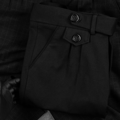 [size 46] Quần Tây Nắp Túi Đen Deluxe Waistband 
