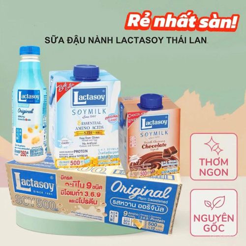 Thùng Sữa Đậu Nành Socola Lactasoy Thái Lan Nguyên Chất (500ml) - Đậu Nành Sô Cô La Thơm Ngon