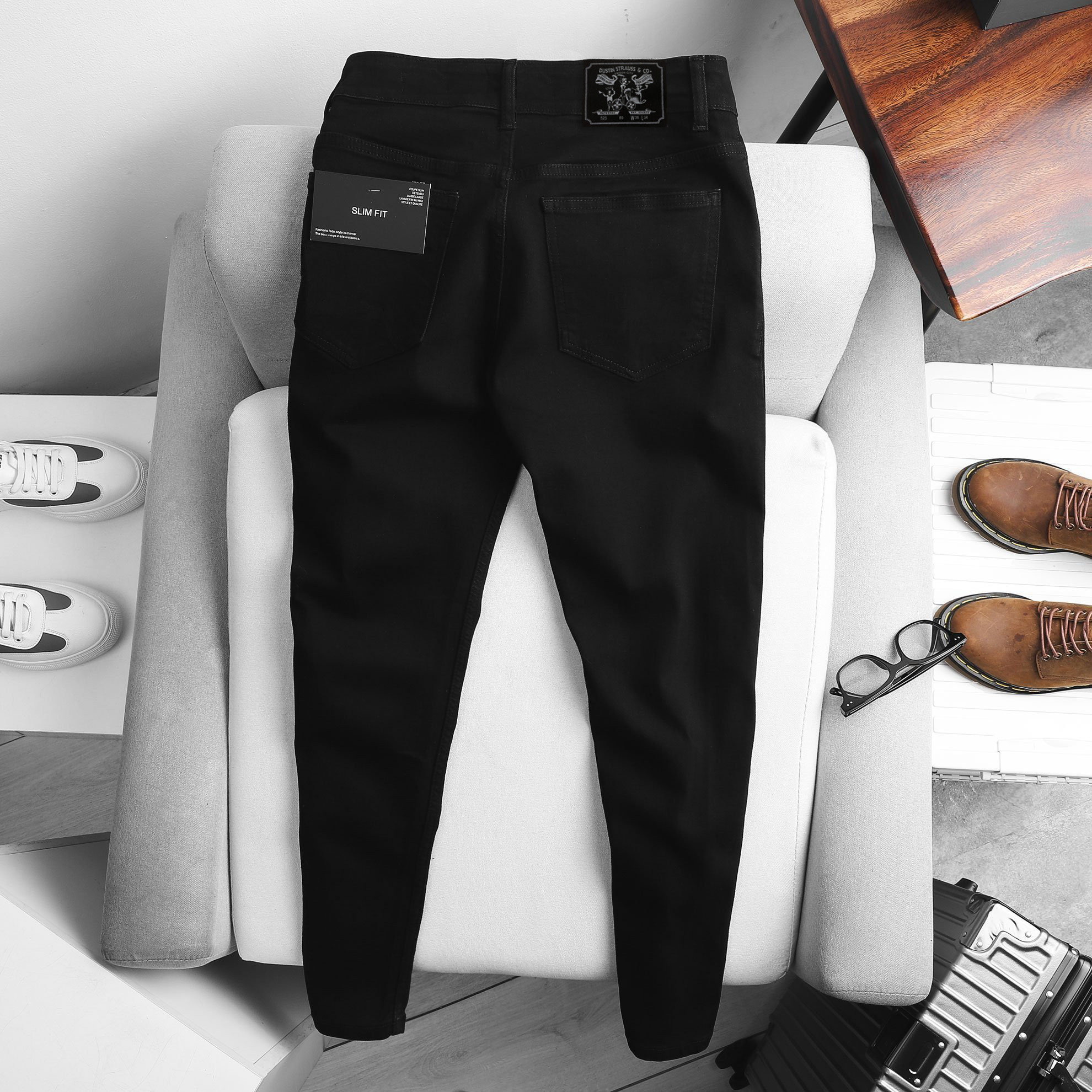 Quần Jean Dài Slimfit Đen Basic